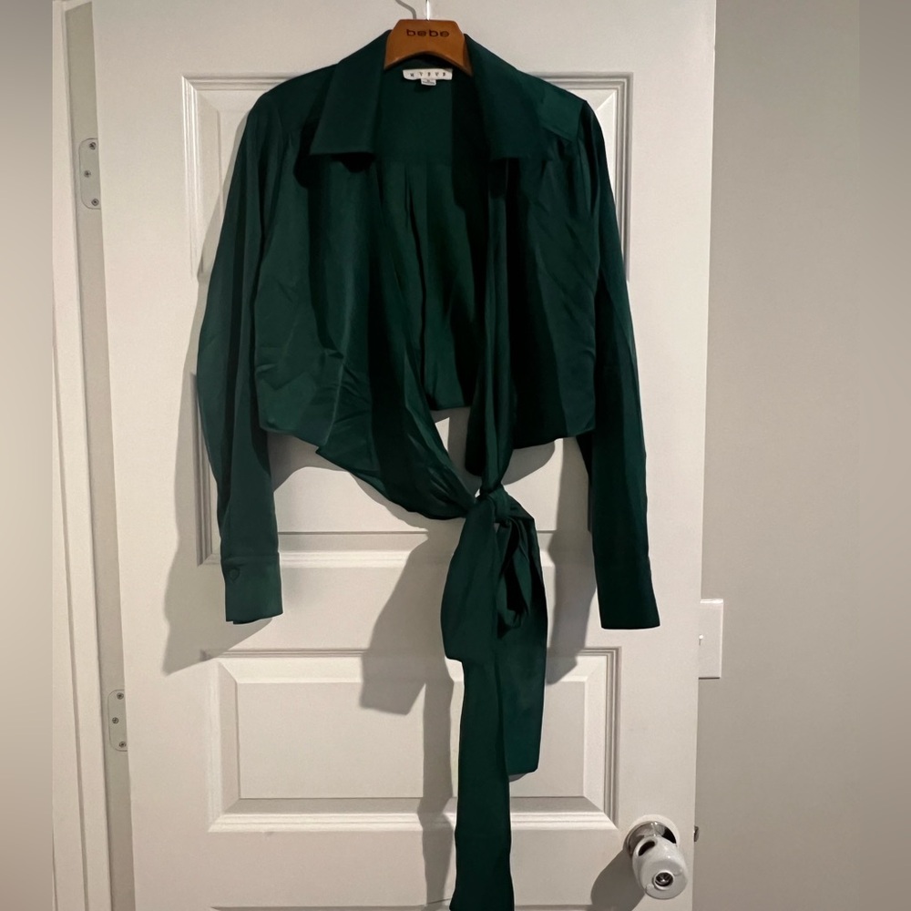 Hyfve Green Wrap Around Front Tie Blouse Size Medium